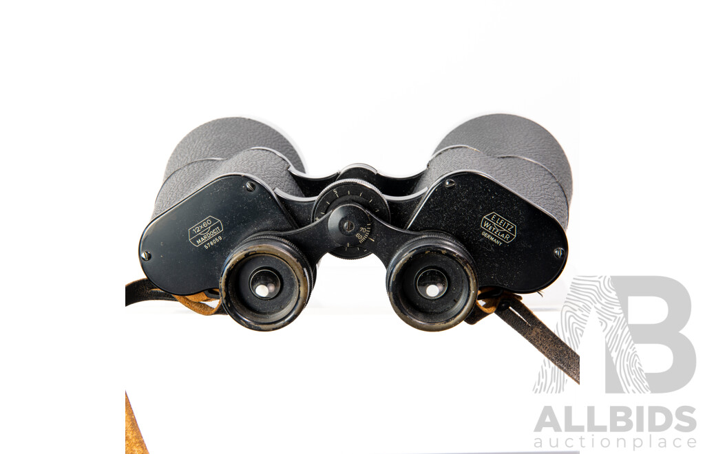 Vintage Ernst Leitz Wetzlar Binoculars, Mardocit 12x60 with Case Circa 1958