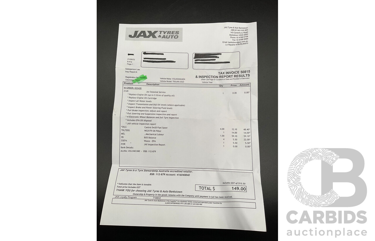 5/2023 Volkswagen Tiguan 110TSI Life (FWD) AX MY23 Update 4d Wagon Pure White Turbo 1.4L