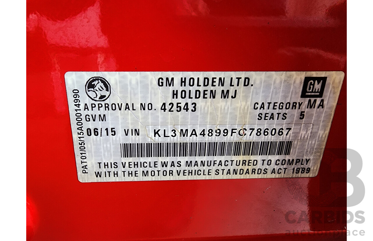 6/2015 Holden Barina Spark CD MJ MY15 5d Hatchback Red 1.2L