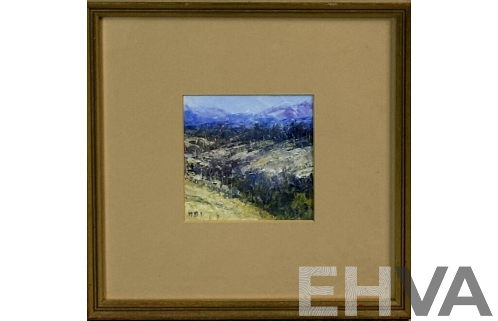 Howard B. Ireland, (20th Century, Australian, 1939-), Eucumbene II, Original Oil, 27.5 x 27.5 cm (frame)