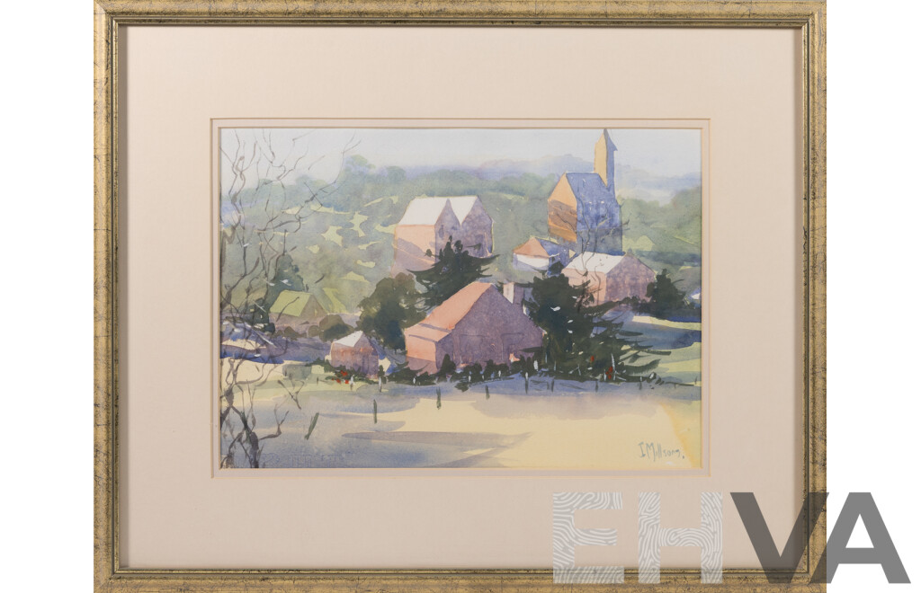 Joan Millsom, (20th Century, Australian), Rooftops, Bathurst NSW, Original Watercolour, 44 x 54 cm (frame)