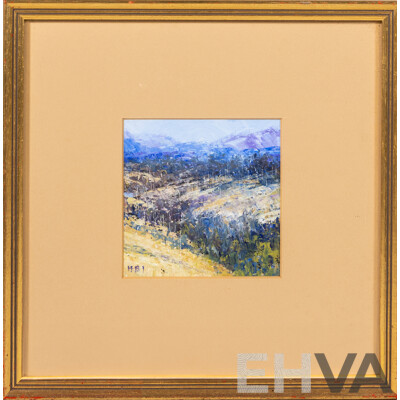 Howard B. Ireland, (20th Century, Australian, 1939-), Eucumbene II, Original Oil, 27.5 x 27.5 cm (frame)