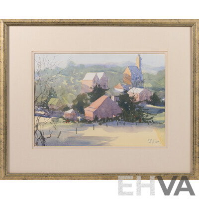Joan Millsom, (20th Century, Australian), Rooftops, Bathurst NSW, Original Watercolour, 44 x 54 cm (frame)