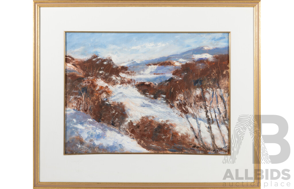 Dot Haldane, (20th Century, Australian), Aussie Snow, Oil on Canvas Board with Palette Knife, 57 x 69 cm (frame)