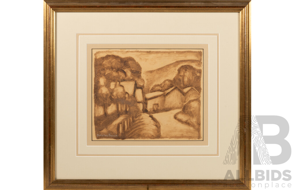 Dorothea Francis, (20th Century, Australian, 1903-1975), Pathway Home, Vintage Monotype, 47 X 51 Cm (frame)