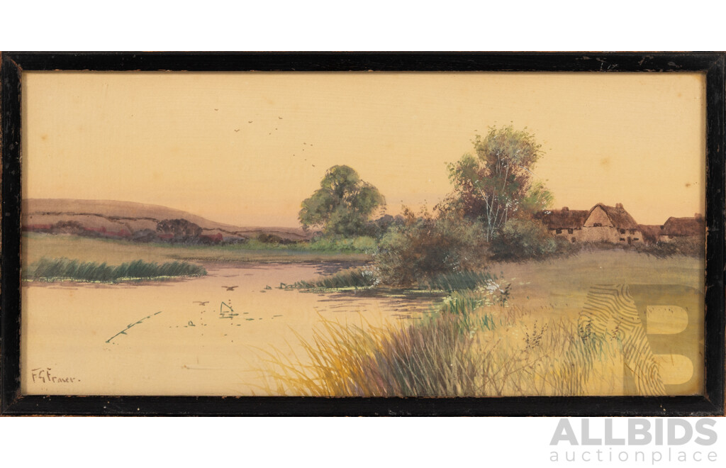 Frederick Gordon Fraser, (Late 19th/Early 20th Centuries, British, 1879-1931), Antique Watercolour, 20 x 39.5 cm (frame)