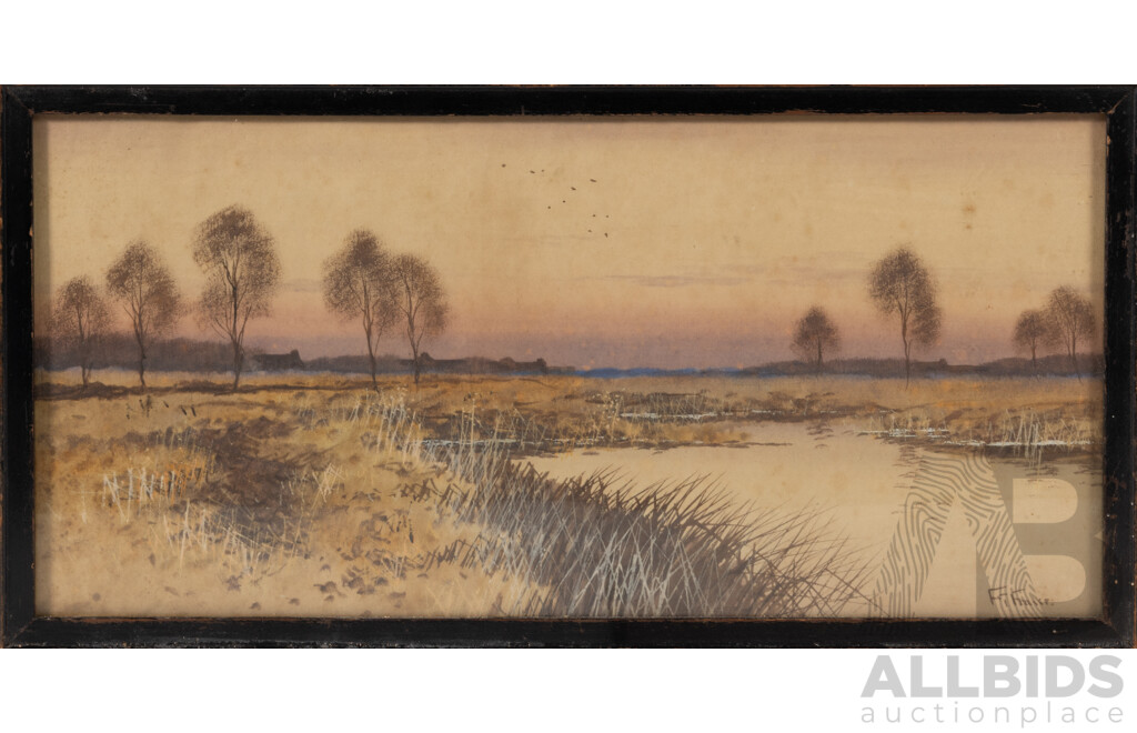 Frederick Gordon Fraser, (Late 19th/Early 20th Centuries, British, 1879-1931), On the Dart, Original Antique Watercolour, 20 x 39.5 cm