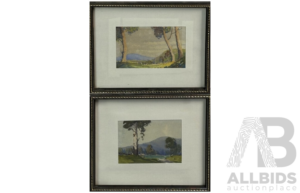 Artists Unknown, (20th Century), Blue Mountain Study I and II, Pair of Framed Vintage Watercolours, 21 x 26 cm (largest frame) (2)