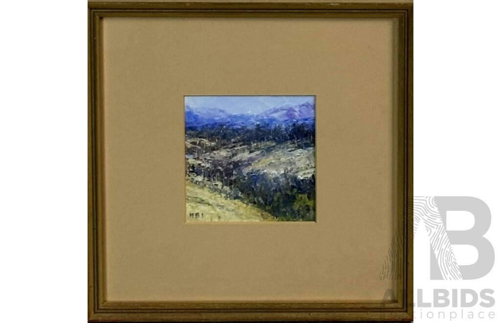 Howard B. Ireland, (20th Century, Australian, 1939-), Eucumbene II, Original Oil, 27.5 x 27.5 cm (frame)