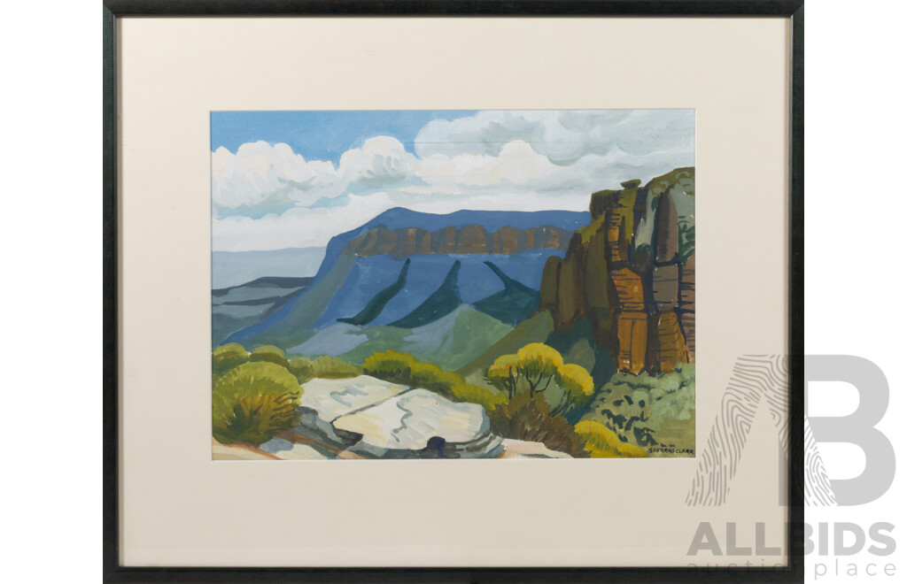 Elisabeth (Liz) Sherras Clark, (20th Century, British, 1936-), Blue Mountains I, Original Watercolour, 45 x 54 cm (frame)