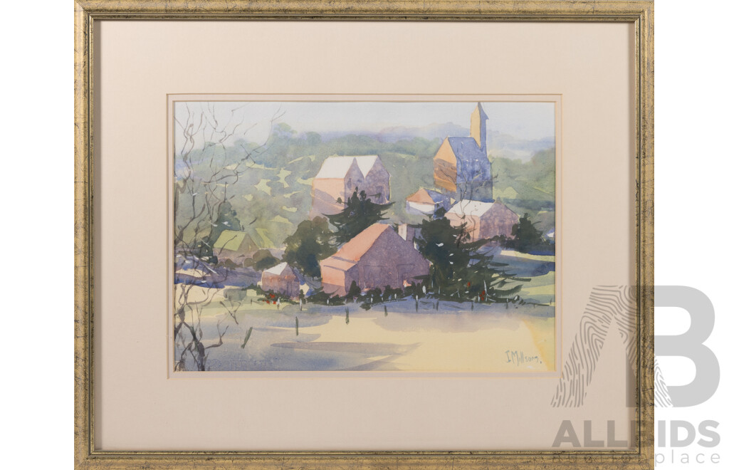 Joan Millsom, (20th Century, Australian), Rooftops, Bathurst NSW, Original Watercolour, 44 x 54 cm (frame)