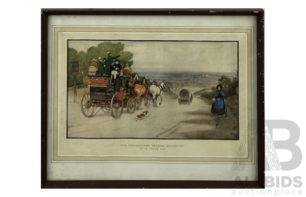 Cecil Aldin, (Late 19th/20th Century, British, 1870-1935), The Pickwickians Nearing Rochester: on the Chatham Road, Vintage Offset Print of Original, 32 x 40 cm (frame)