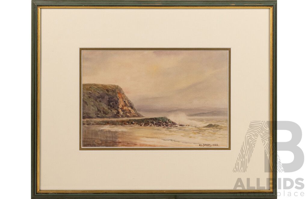 Herbert Clarke Simpson (Early/Mid 20th Century, Australian, 1879-1966), Kirra Hill (1933), Vintage Watercolour, 34 x 43 cm (frame)