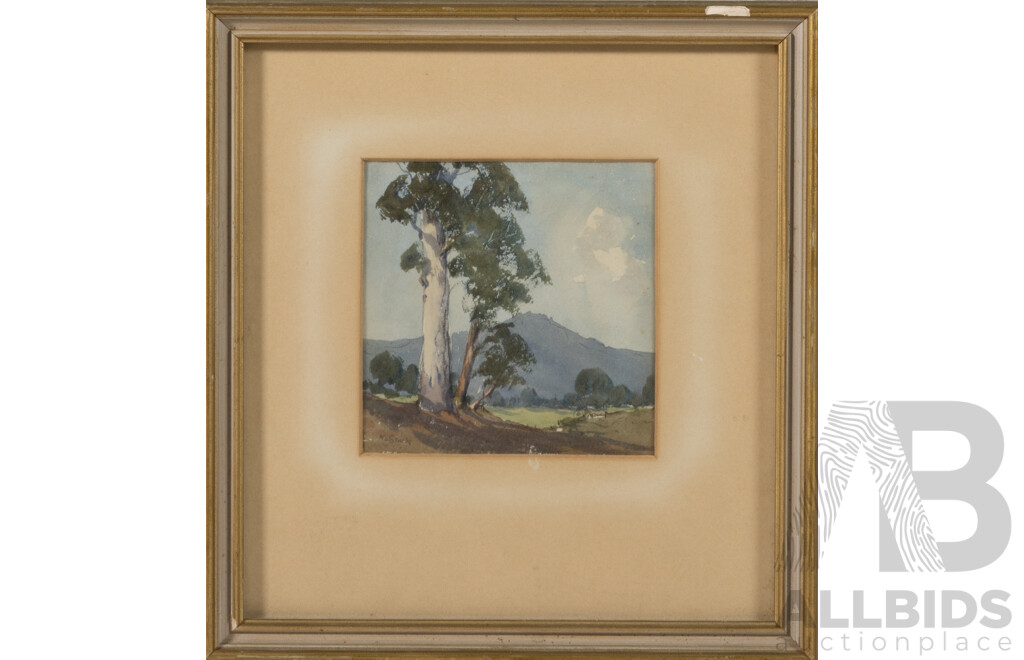 William L. Slack (19/20th Centuries, Australian, c1876-1949), Marysville, Victoria Panoramic, Original Antique Watercolour, 19.5 x 18 cm (frame)
