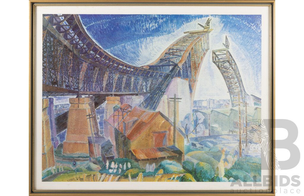 Grace Cossington Smith, (1892-1984), The Bridge in Curve, Limited Edition 1984 Print Approved by Artist of Original Tempera on Board, 63 x 79 cm (frame)