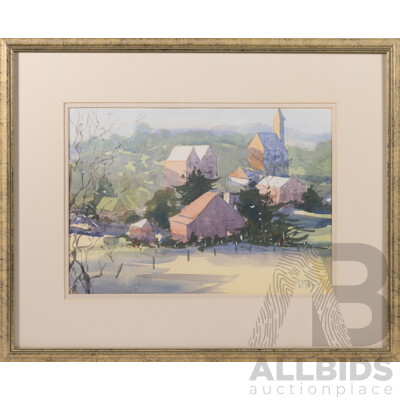 Joan Millsom, (20th Century, Australian), Rooftops, Bathurst NSW, Original Watercolour, 44 x 54 cm (frame)