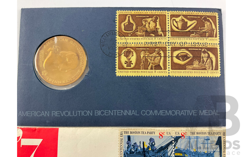 USA 1972, 1973, 1974 Bicentennial First Day Cover Medals