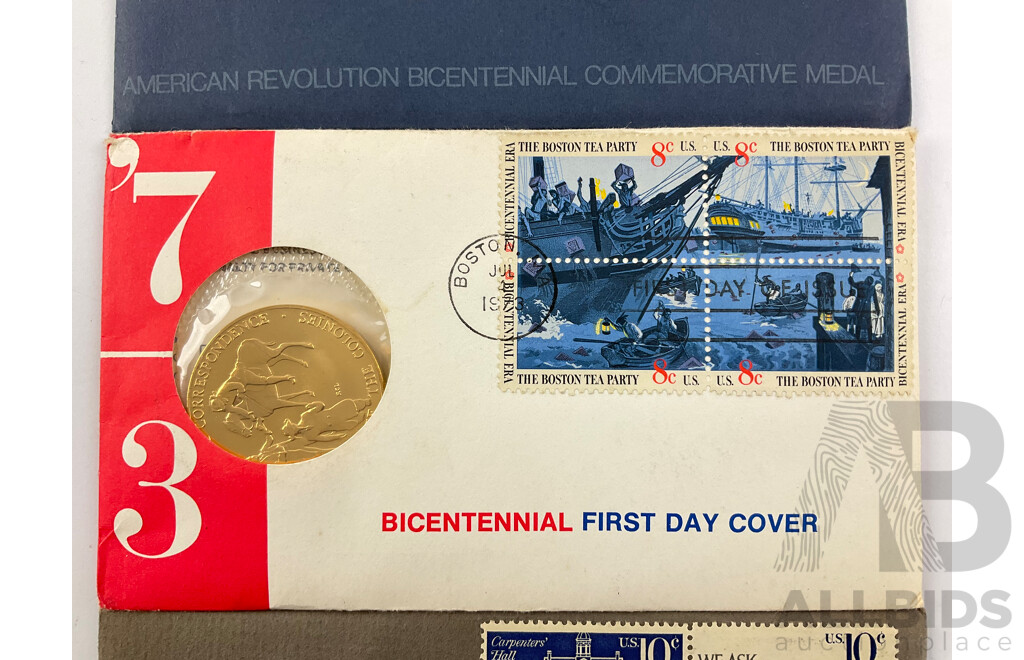USA 1972, 1973, 1974 Bicentennial First Day Cover Medals
