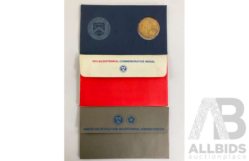 USA 1972, 1973, 1974 Bicentennial First Day Cover Medals