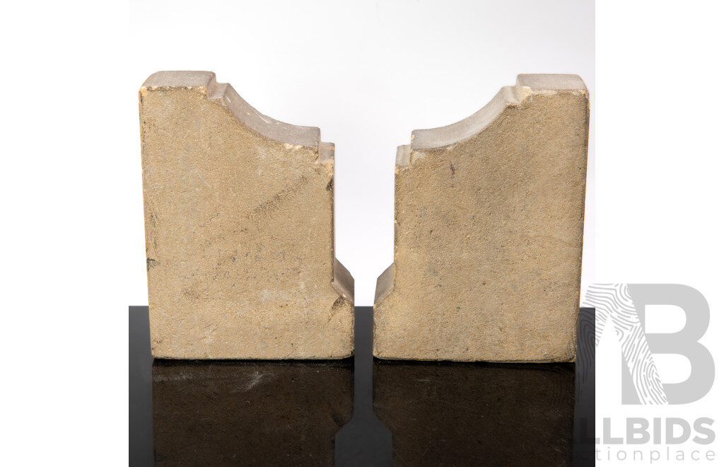 Fantastic Pair Original WWII Blitz Portland Stone Bookends Made From Stones From Parliament House After Bombing Raids May 1941