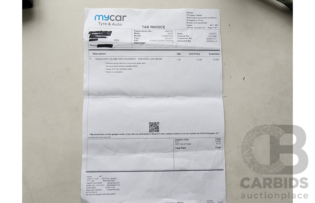 5/2015 Jeep Compass North (4x2) MK MY15 4d Wagon Grey 2.0L