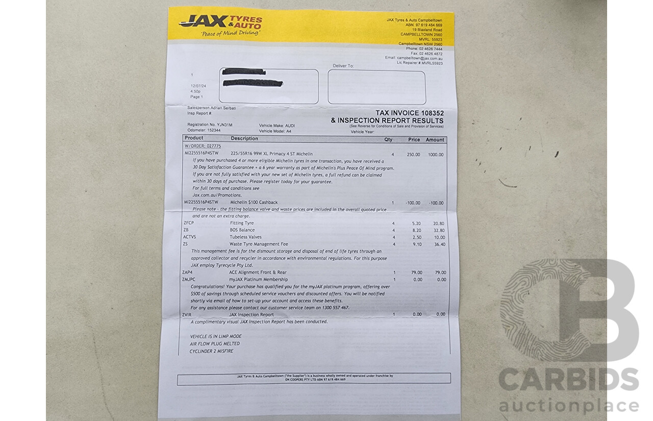 6/2012 Audi A4 1.8 TFSI B8 (8K) MY12 4d Sedan Black 1.8L