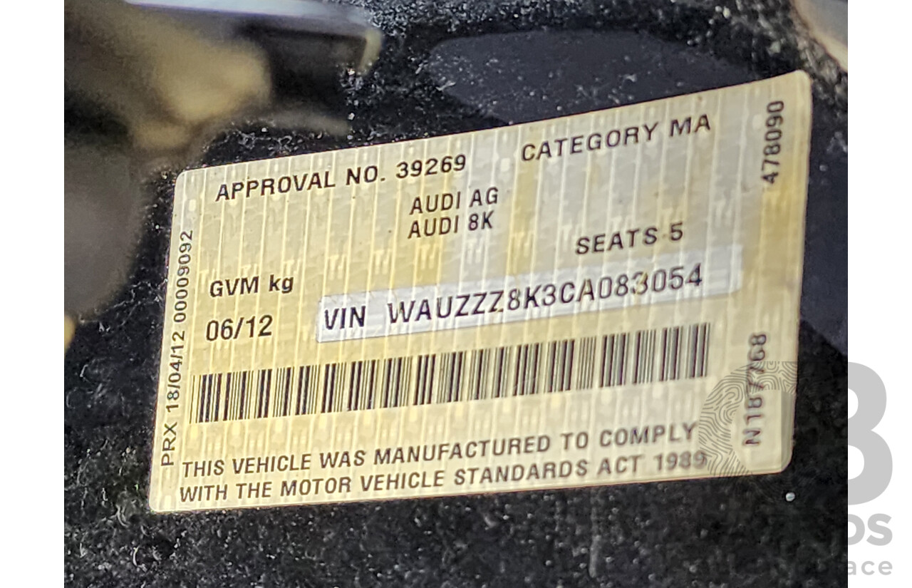 6/2012 Audi A4 1.8 TFSI B8 (8K) MY12 4d Sedan Black 1.8L