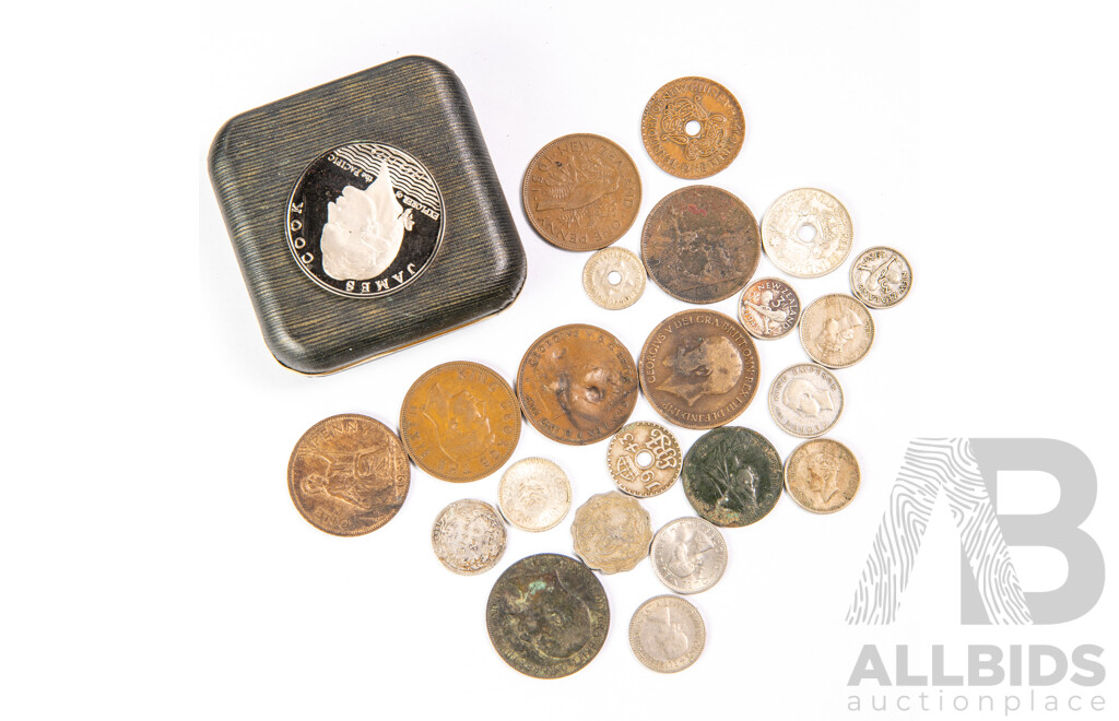 Western Samoa Proof One Tala, Captain Cook, Commonwealth Countries Pennies, Silver Threepence and Sixpence