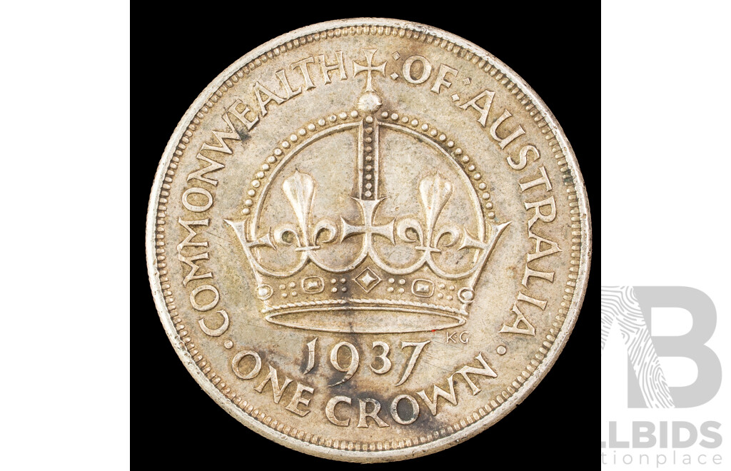 Australian 1937 Silver One Crown Coin .925