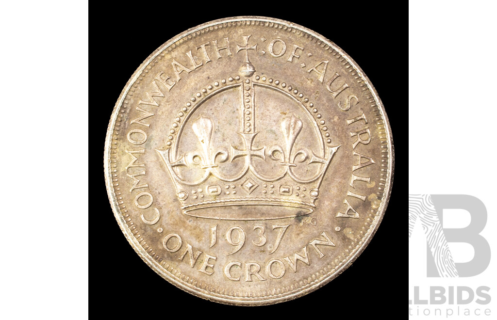Australian 1937 Silver One Crown Coin .925