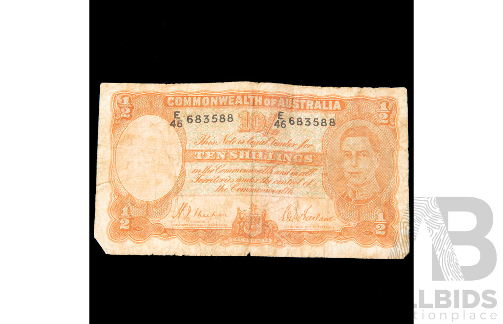 Australian 1939 Ten Shilling Note Sheehan/McFarlane R12, E46 683588