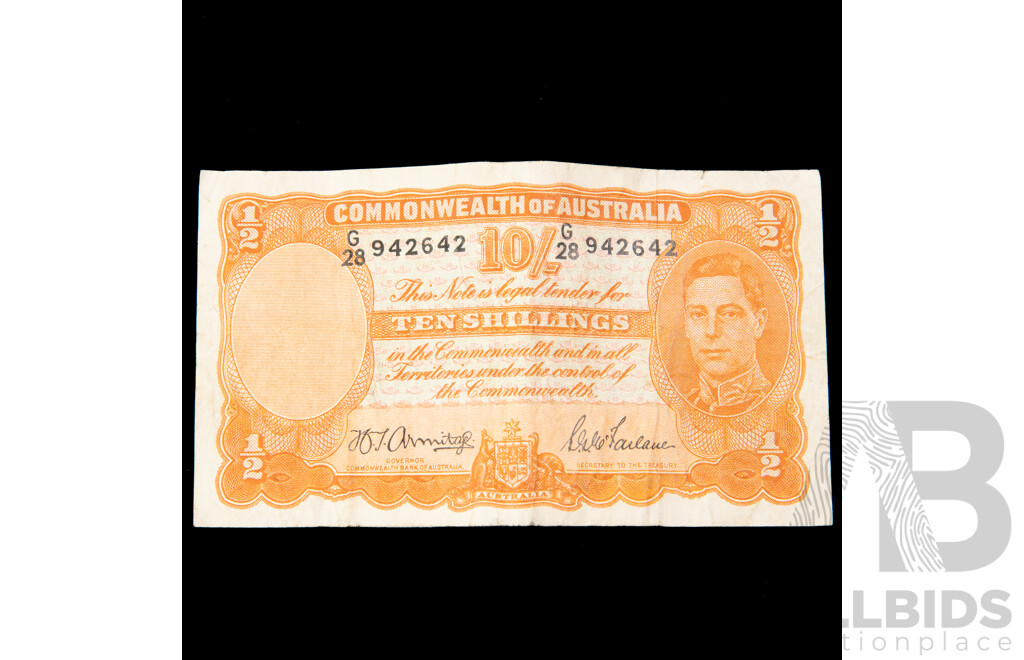 Australian 1942 Ten Shilling Note Armitage/McFarlane R13, G28 942642