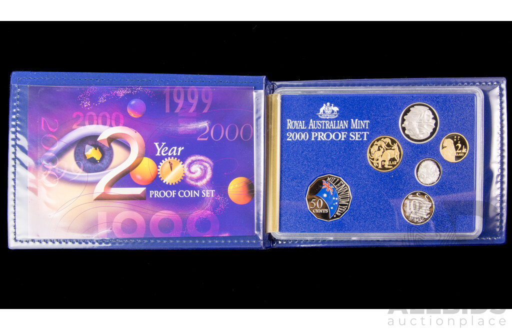 Australian RAM 2000 Six Proof Coin Set with Coloured Fifty Cent Millennium Year
