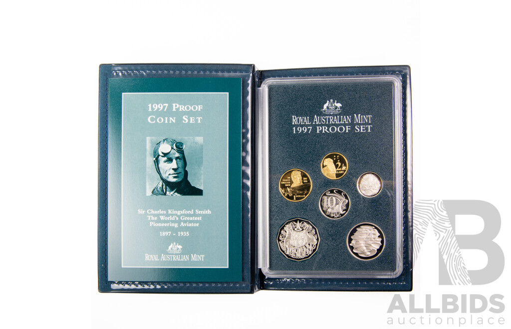 Australian RAM 1997 Six Coin Proof Set Including Sir Kingsford Smith One Dollar