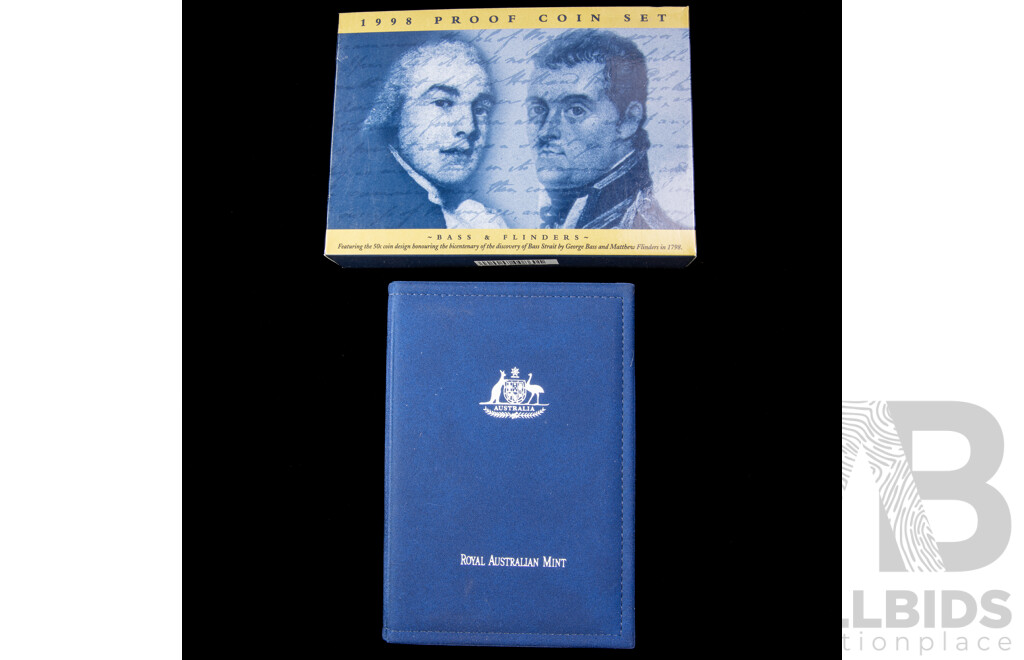 Australian RAM 1998 Six Proof Coin Set, Bass Flinders Including Commemorative Fifty Cent Coin