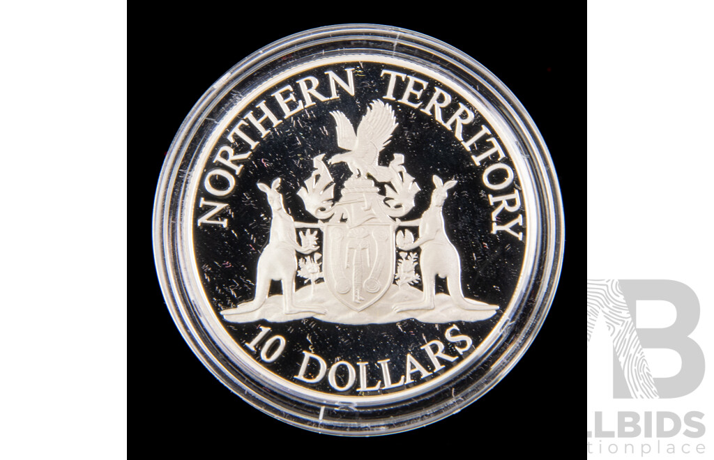 Australian RAM 1992 Silver Ten Dollar Proof Coin, State Series, Northern Territory .925