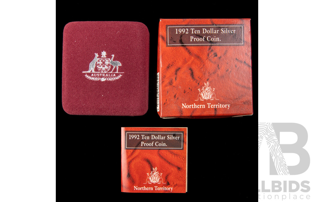 Australian RAM 1992 Silver Ten Dollar Proof Coin, State Series, Northern Territory .925