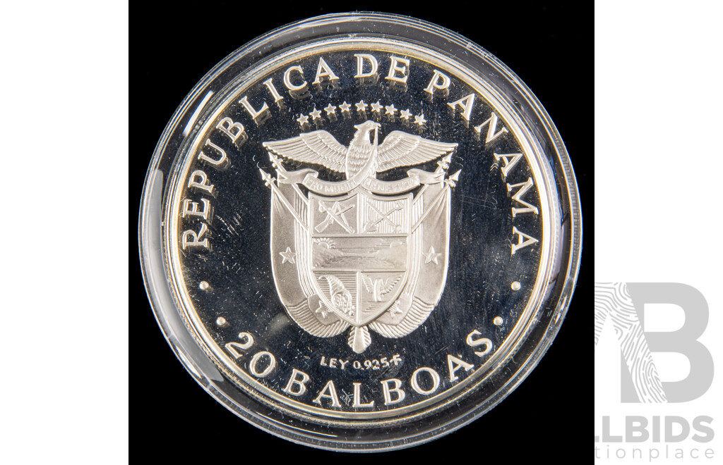 Republic of Panama Franklin Mint 1974 Silver Twenty Balboas Coin .925