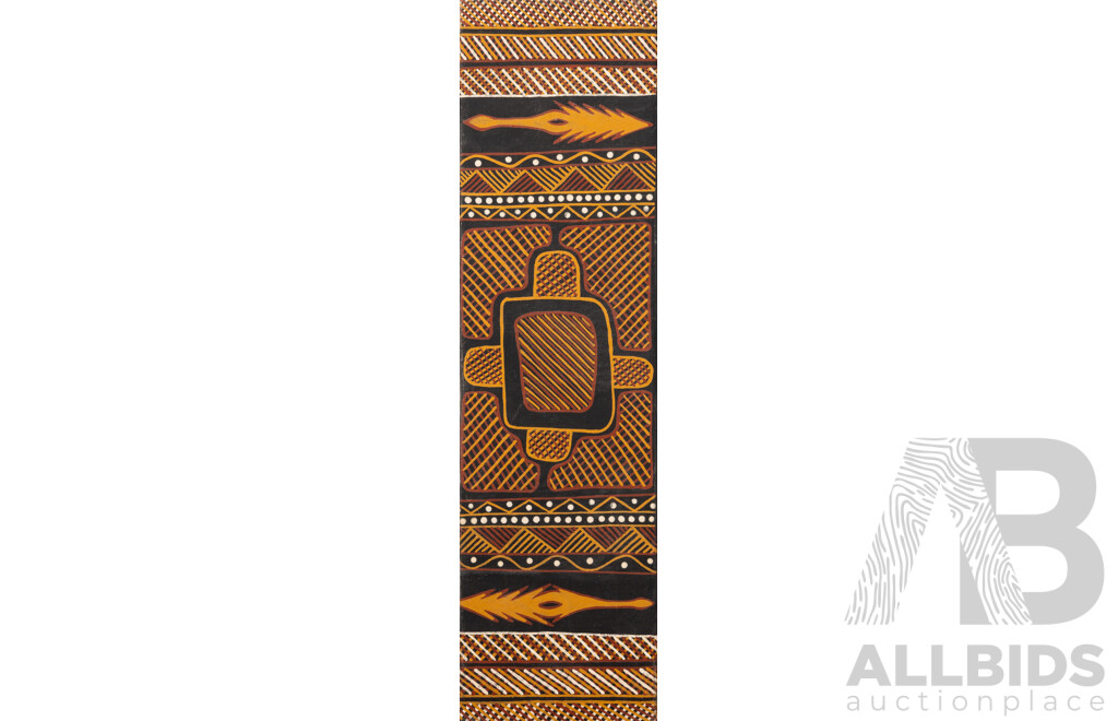 Andrew Freddy Puruntatameri, (20th Century, Indigenous-Australian, 1972), Untitled - Dreamtime (1995), Original Ochres on Linen, 77 x 21 cm
