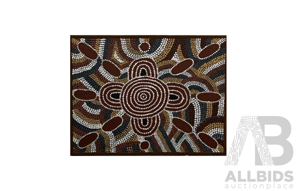 Artist Unknown, (20th Century, Indigenous-Australian), Untitled - Country, Original Acrylic on Board, 36 x 46 cm (frame)