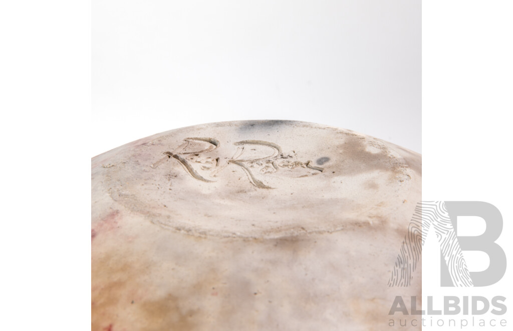 Large Hand Made Australian NZ Pottery Vase by Ray Rogers with Incised Textured Finish