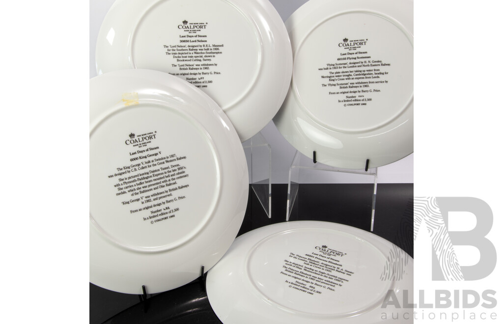 Collection Four Limited Edition Coalport Porcelain Display Plates in Original Boxes with Certificate of Authenticity Comprising Lord Nelson, Princess Elizabeth, Geroge V & Flying Scotsman