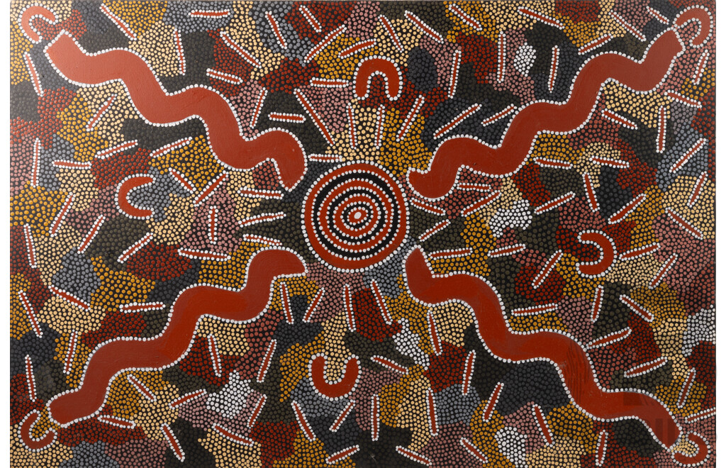 Artist Unknown, (20th Century, Indigenous-Australian), Spirit Dreaming, Acrylic on Canvas, 61 x 91 cm (stretched on Frame)