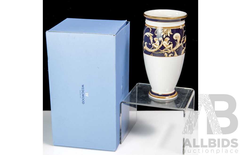 Wedgwood Cornucopia Porcelain Vase in Original Box
