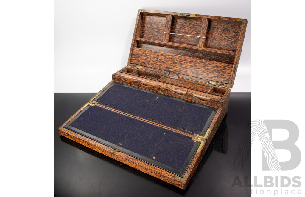 Antique Palm Wood Writing Slope with Secret Drawers