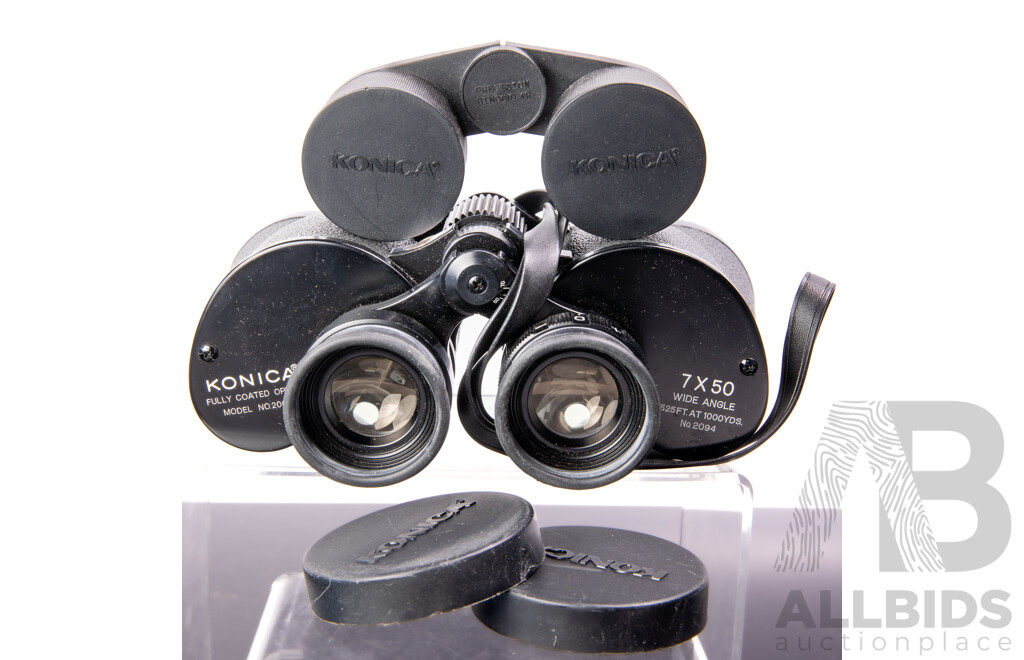 Pair Konica 7 X 50 Wide Angle Binoculars in Case