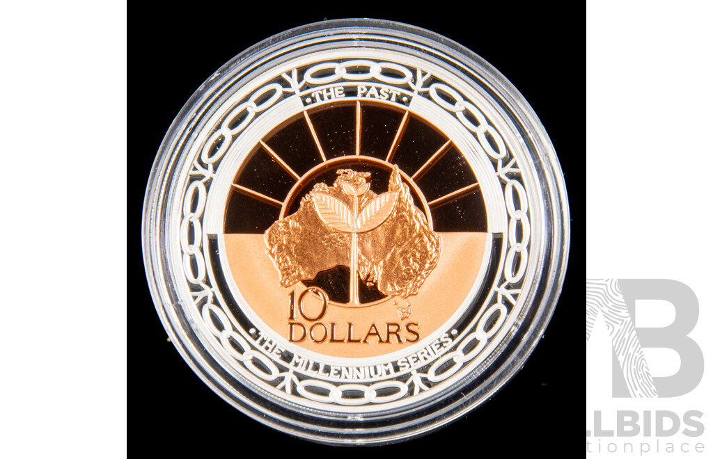 Australian RAM 1999 Silver/Copper Proof Ten Dollar Coin, Millennium Coin Series 'The Past' .999