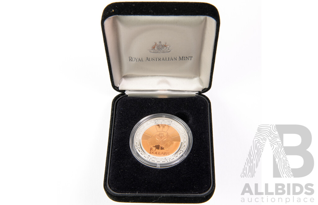 Australian RAM 1999 Silver/Copper Proof Ten Dollar Coin, Millennium Coin Series 'The Past' .999