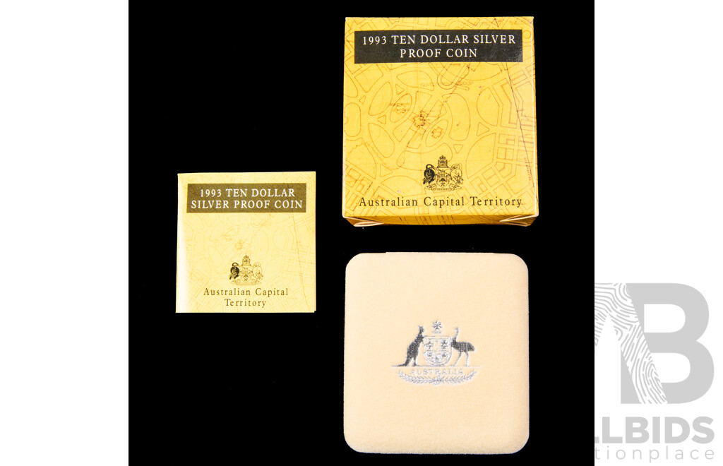 Australian RAM 1993 Silver Proof Ten Dollar Coin, State Series, Australian Capital Territory .925