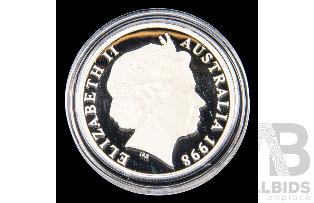 Australian RAM 1998 Silver Piedfort Proof Ten Dollar Coin, Australia's Endangered Species, Northern Hairy Nosed Wombat .925